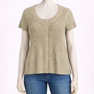 August Silk Knit Button-Front Cardigan – Size M